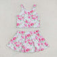 Baby Girl Sleeveless Pink Floral Skirt Shorts Set Swimsuit