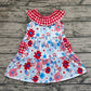 Baby Girl July 4th Floral Red Plaid Pocket Dress