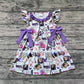 Baby Girl Short Sleeves Singer Hearts Purple Ruffle Dress