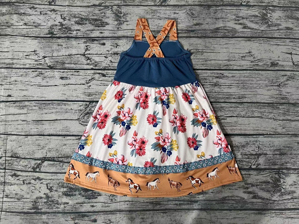 Pre-order Baby Girl Sleeveless Floral Horse Summer Dress