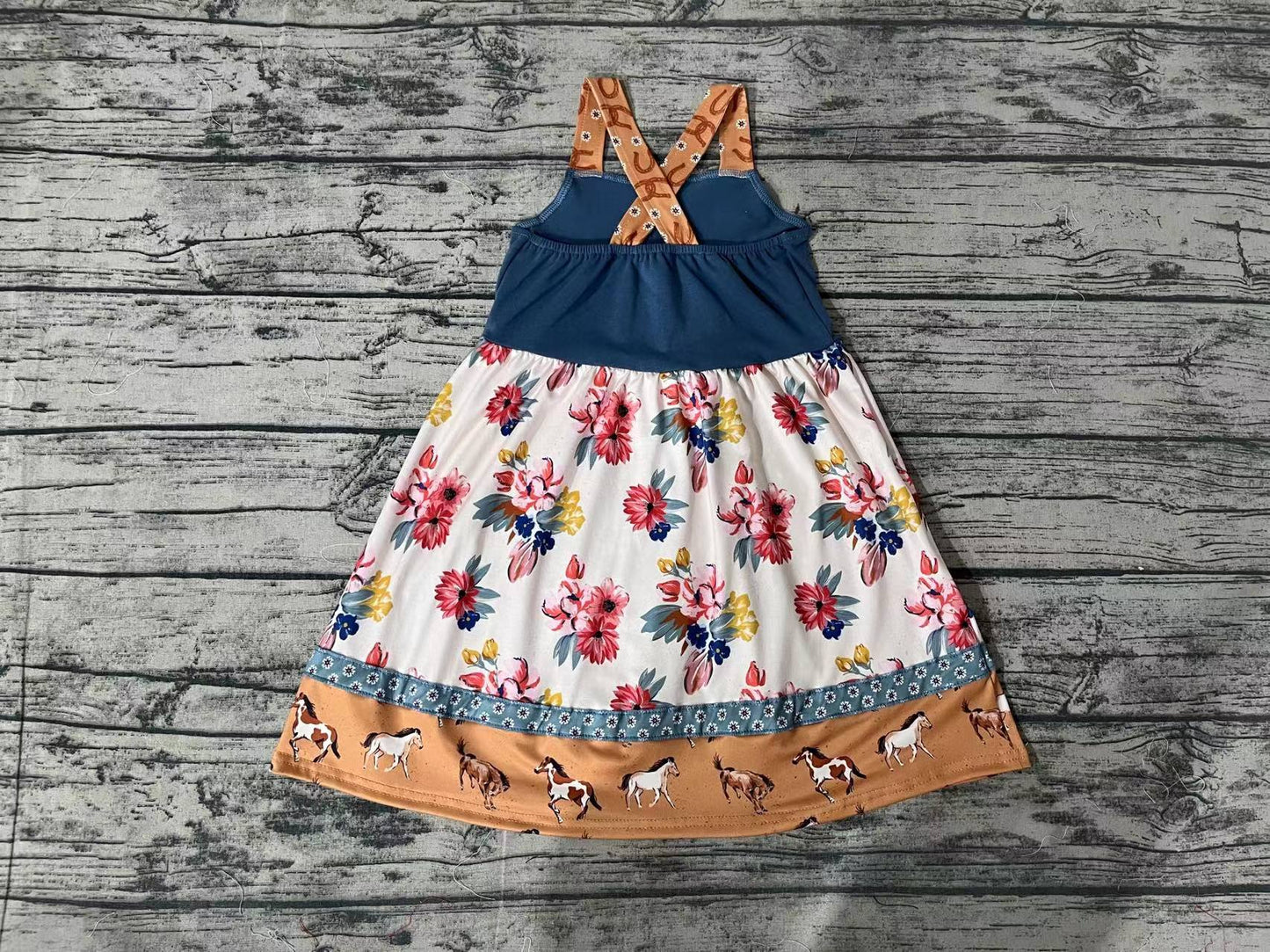 Baby Girl Sleeveless Flower Horse Summer Dress