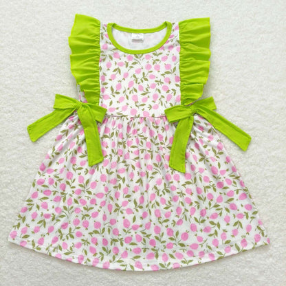 Sibling Baby Girls Kids Flowers Bows Ruffle Knee Length Dresses RTS