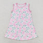 Baby Girl Sleeveless Pink Flower Sibling Dress Clothes Outfit RTS