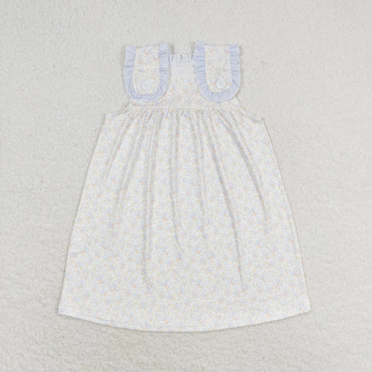 Sibling Baby Girls Kids Sleeveless Flowers Ruffle Knee Length Dresses RTS