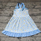 Pre-order Baby Girl Sleeveless Flower Summer Blue Dress