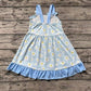 Pre-order Baby Girl Sleeveless Flower Summer Blue Dress