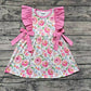 Baby Girl Short Sleeves Pink Short Sleeves Flower Dress