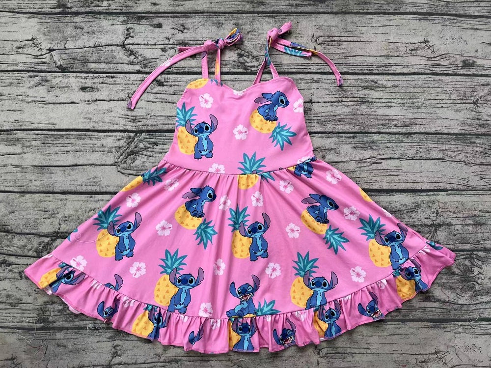 Pre-order Baby Girl Sleeveless Pineapple Flower Summer Dress