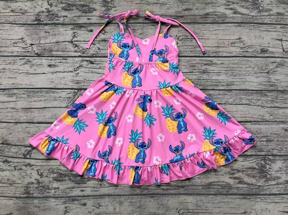 Pre-order Baby Girl Sleeveless Pineapple Flower Summer Dress