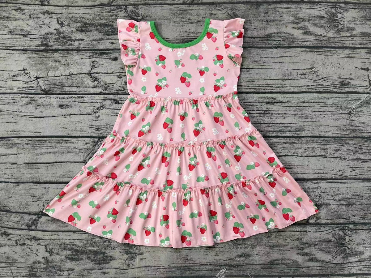 Pre-order Summer Baby Girl Strawberry Flower Pink Dress