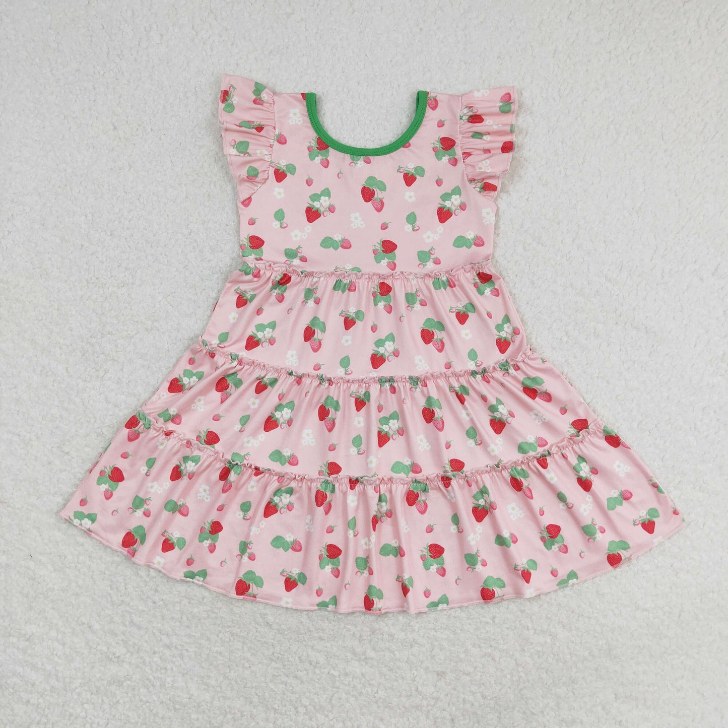Sibling Baby Girls Kids Flower Strawberry Summer Ruffle Knee Length Dresses RTS