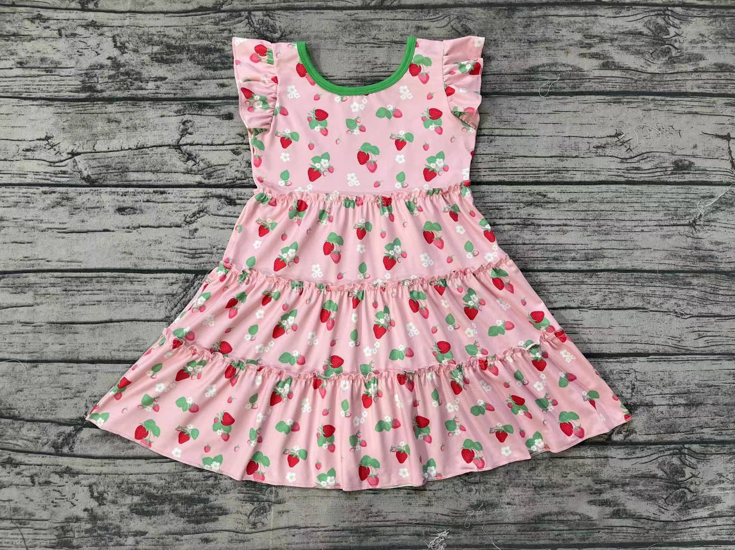 Baby Girl Strawberry Short Sleeves Twirl Dress