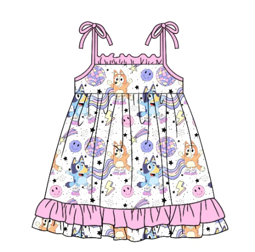 Moq 3 Pre-order Baby Girl Sleeveless Dogs Summer Dress