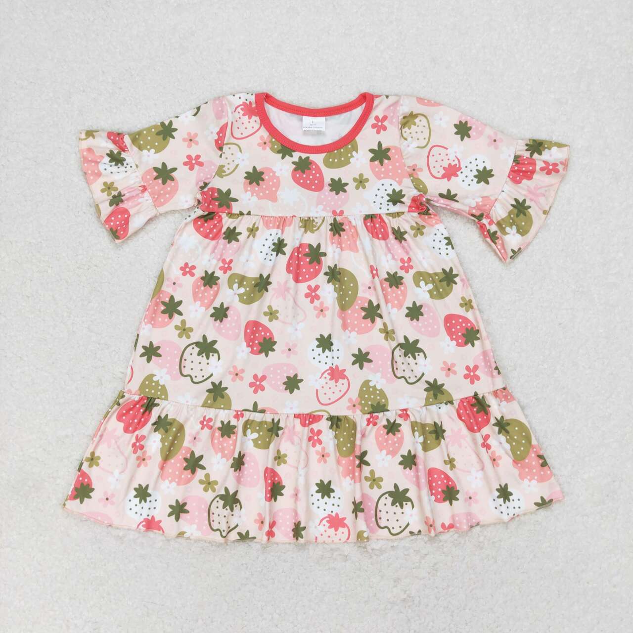 Sibling Baby Girls Short Sleeves Flower Bows Ruffle Knee Length Dresses RTS