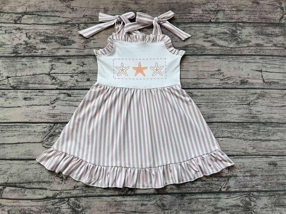 Pre-order Baby Girl Sleeveless Starfish Stripes Summer Dress