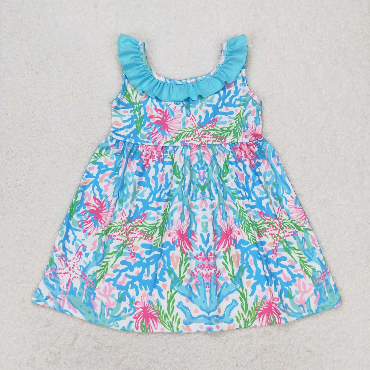 Sibling Baby Girls Kids Sleeveless Flowers Bows Ruffle Knee Length Dresses RTS