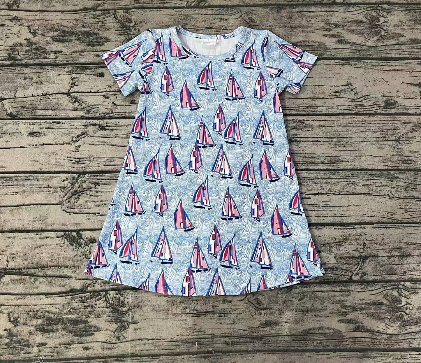 Pre-order Baby Girl Short Sleeves Boats Summer Dress