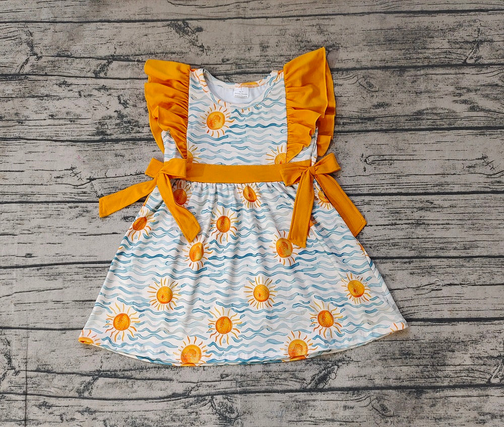 Pre-order Baby Girl Summer Short Sleeves Sun Orange Dress