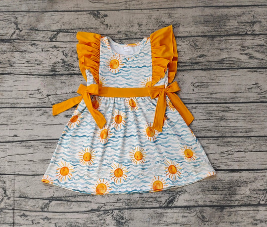 Pre-order Baby Girl Summer Short Sleeves Sun Orange Dress