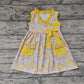 Baby Girl Sleeveless Flower Bow Pocket Yellow Dress