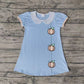 Baby Girl Short Sleeves Embroidery Pumpkin Blue Dress