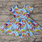 Baby Girl Short Sleeves Dogs Toys Twirl Dress