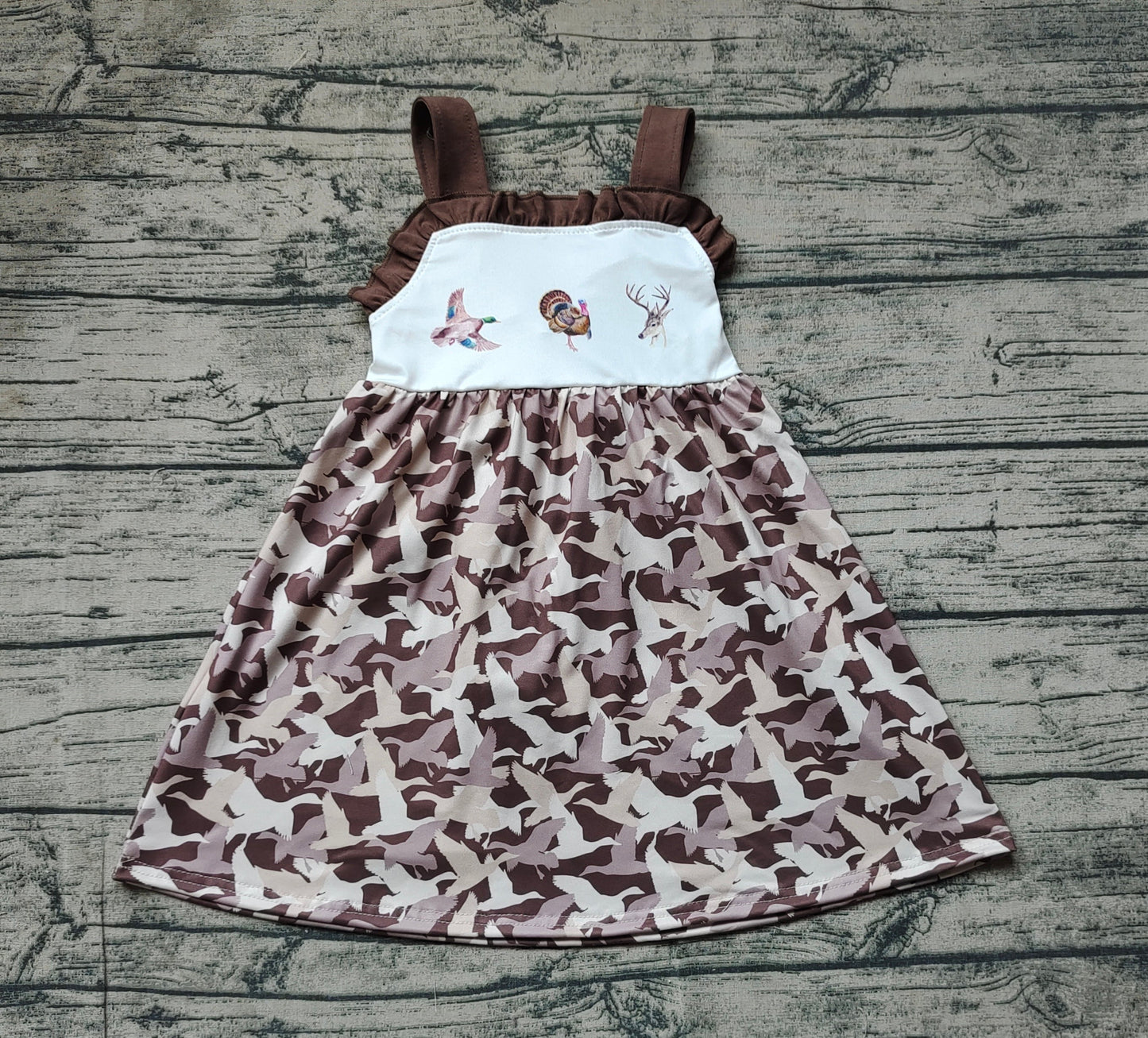 Baby Girl Sleeveless Camo Duck turkey Deer Dress