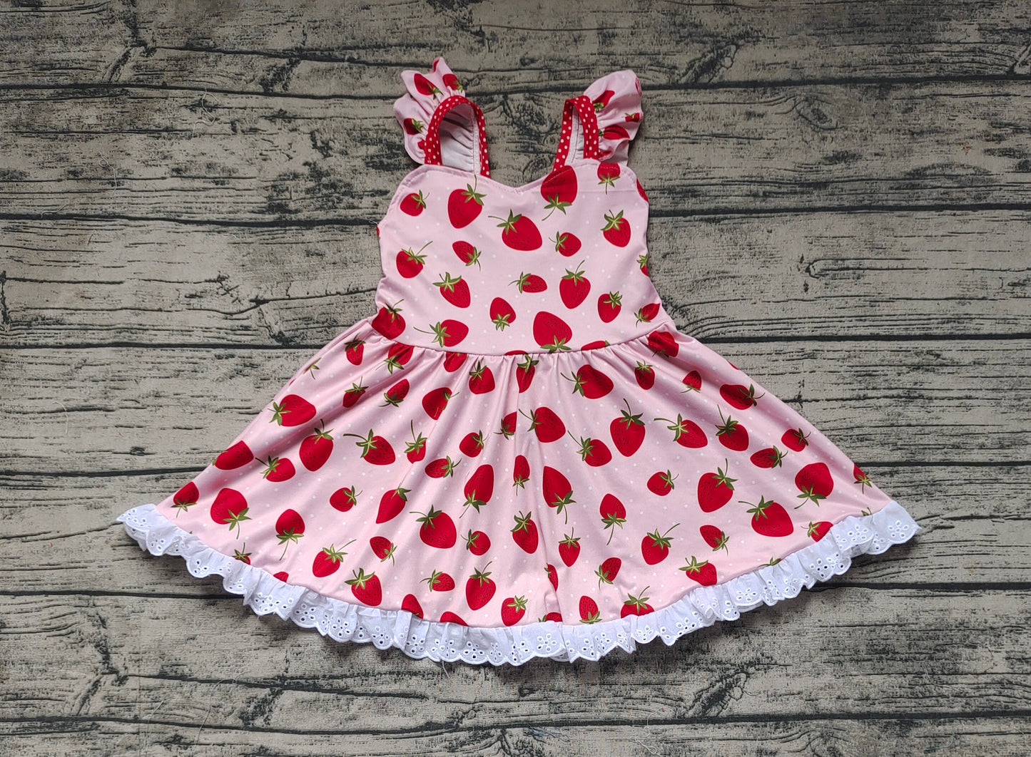 Baby Girl Strawberry Summer Pink Twirl Dress