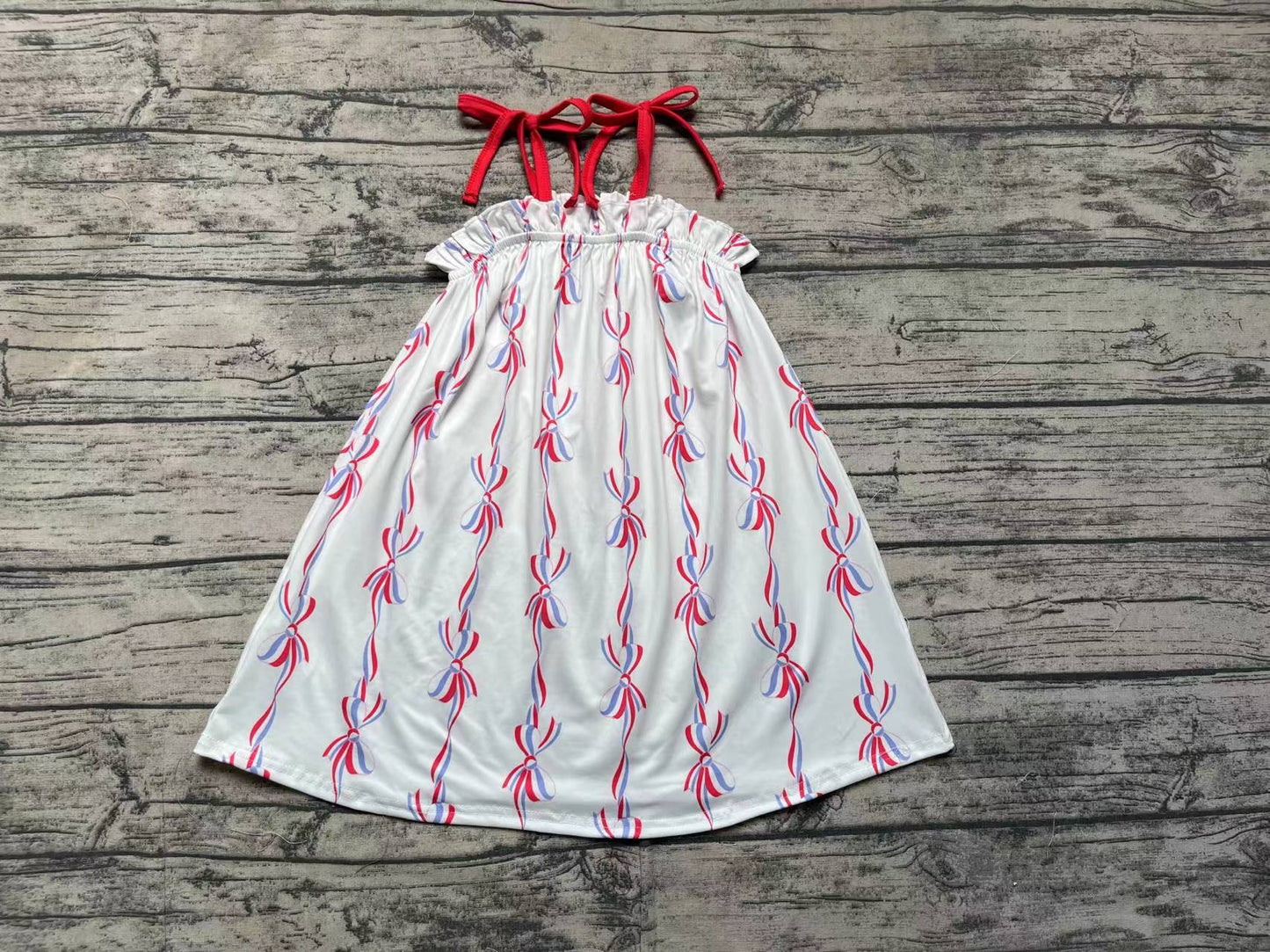 Baby Girl Bows Straps July 4th Summer Dress