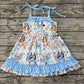 Baby Girl Summer Sleeveless Dogs Rainbow Flower Blue Dress