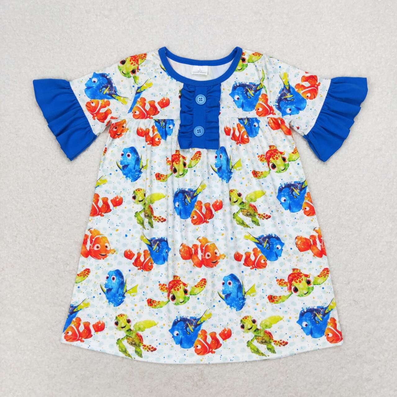 Baby Boy Girl Fish Sibling Cartoon Dress Set Clothes RTS