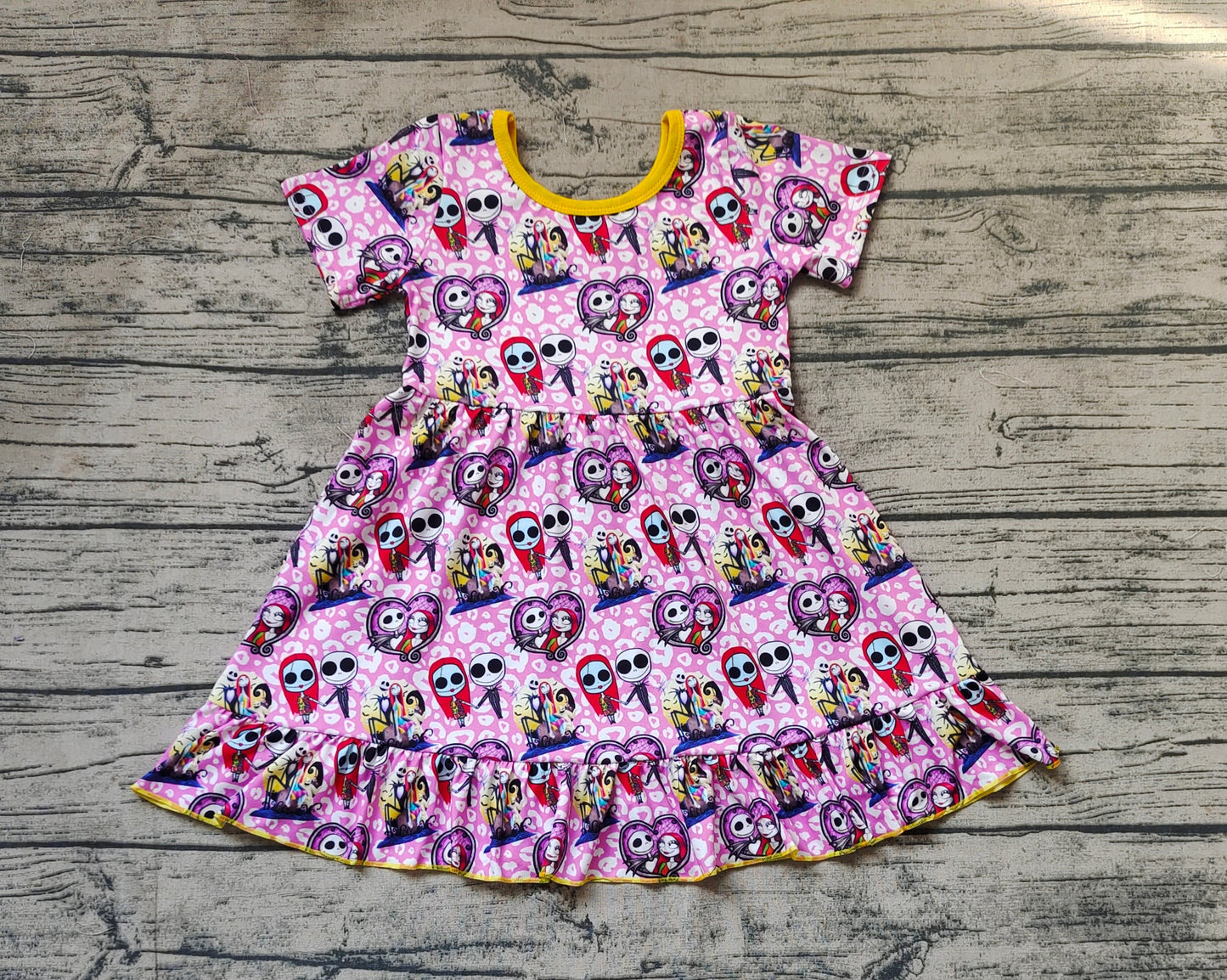 Baby Girl Short Sleeves Pink Leopard Halloween Dress