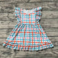 Baby Girl Short Sleeves Checkered Ruffle Dress