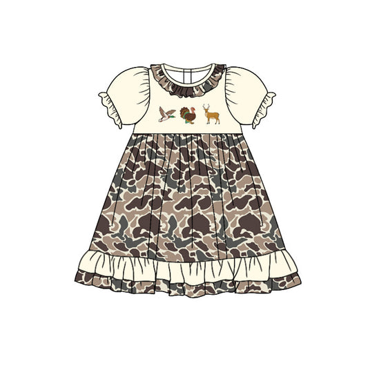 Pre-order Baby Girls Camo Duck Turkey Deer Knee Length Dresses