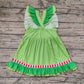 Baby Girl Christmas Green Hearts Bows Ruffle Dress