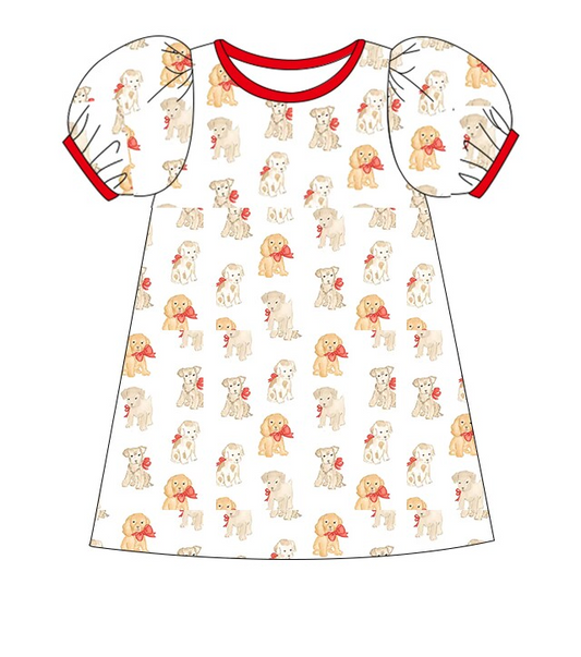 Pre-order Baby Girl Dogs Short Sleeves Dress