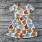 Baby Girl Short Sleeves Halloween Mouse Pumpkin Knee Length Dress