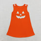 Baby Girl Halloween Embroidery Sibling Orange Dress Romper