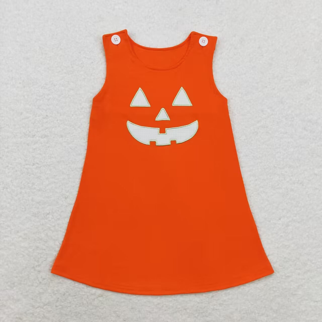 Baby Girl Halloween Embroidery Sibling Orange Dress Romper