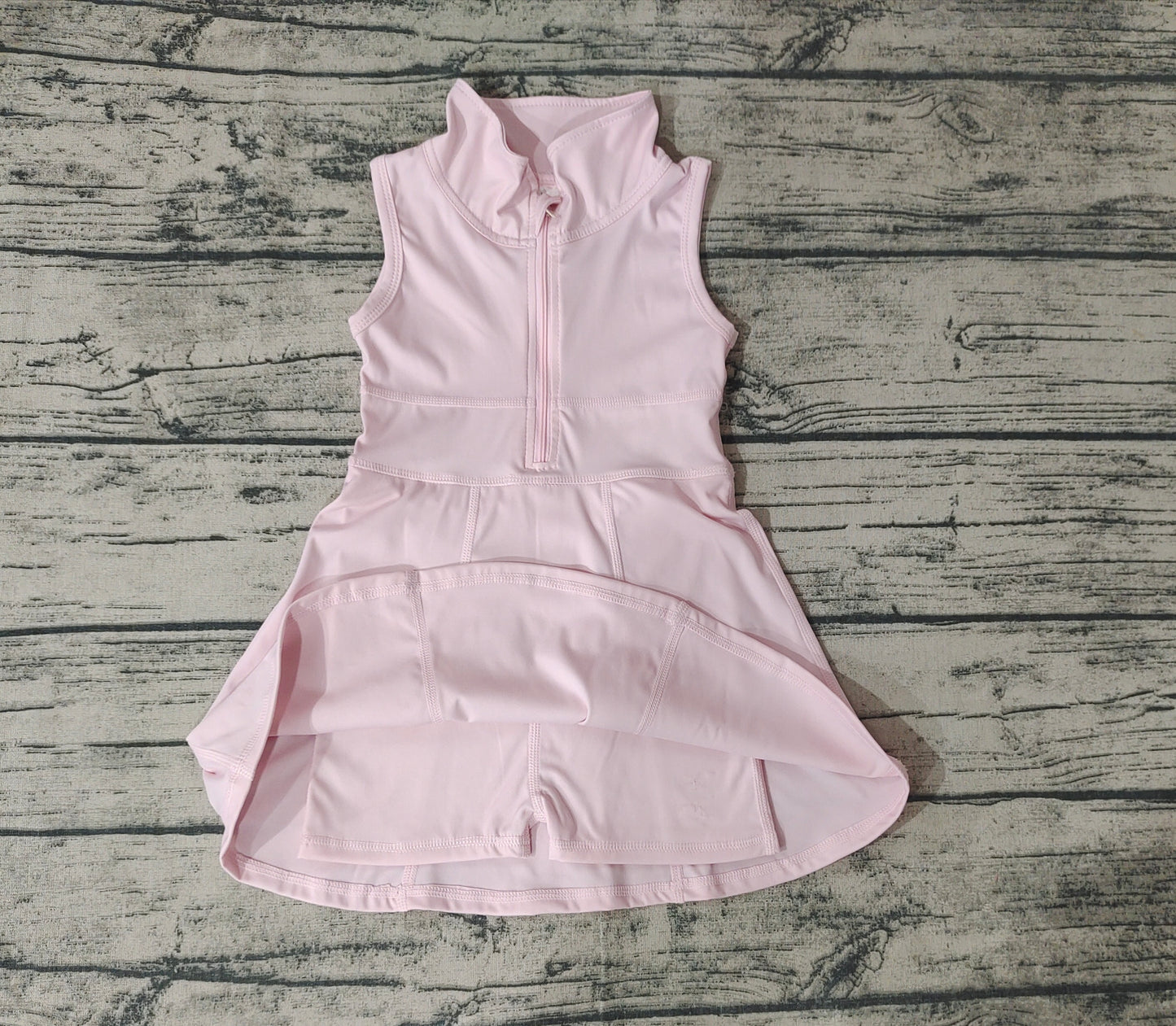 Baby Girl Yoga Sleeveless Pink Sports Dress With Shorts