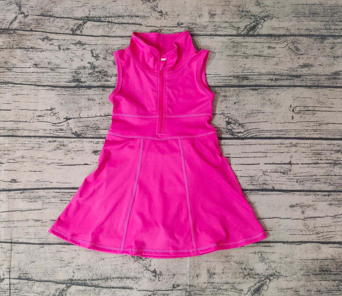 Baby Girl Yoga Sleeveless Dark Pink Sports Dress With Shorts