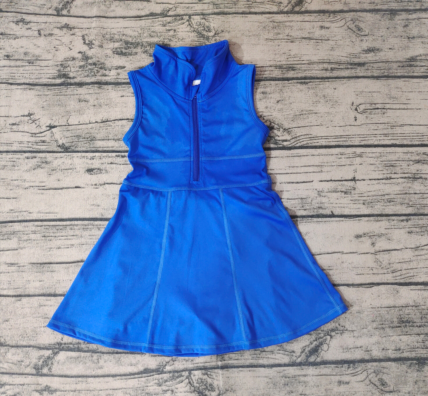 Baby Girl Sleeveless Blue Sports Yoga Dress With Shorts