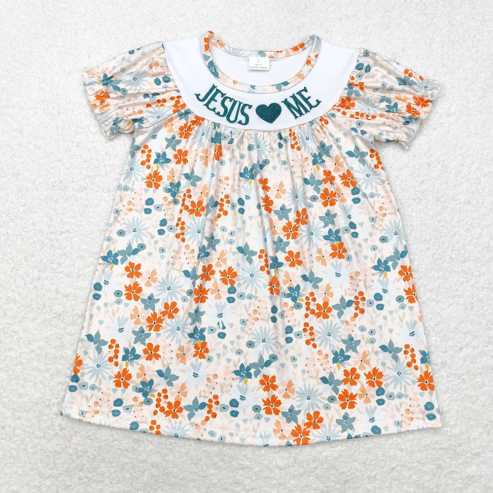 Baby Girl Jesus Love Me Flower Sibling Dress Romper Set