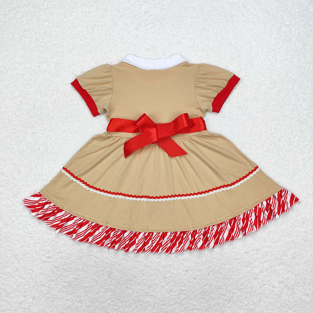 Baby Girl Short Sleeves Christmas Gingerbread Sibling Set Clothes Dress