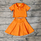 Baby Girl Short Sleeves Orange Buttons Shirt Skirt Sports Yoga Set