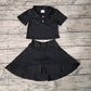 Baby Girl Short Sleeves Black Buttons Shirt Skirt Sports Yoga Set