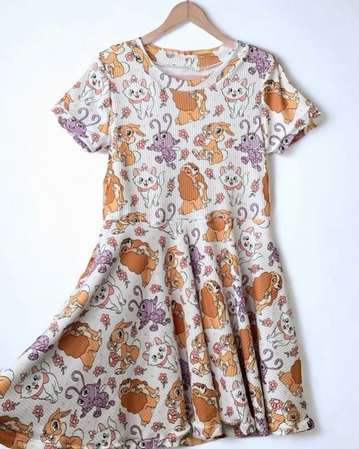 Pre-order Baby Girl Short Sleeves Rabbit Cats Ant Dress