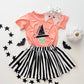 Pre-order Baby Girl Halloween Shirt Black Stripes Skirt Set