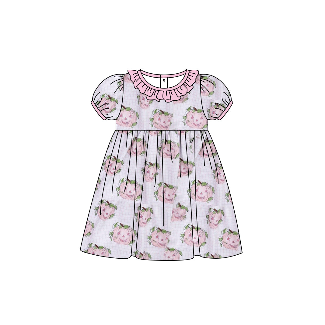 Pre-order Baby Girl Pink Pumpkin Halloween Dress