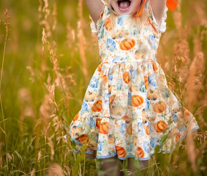 Pre-order Baby Girl Pumpkin Flower Dress